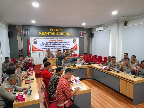Rorena Polda Riau Gelar Supervisi Penggunaan Anggaran Semester I Tahun 2025 Polres Kuansing 